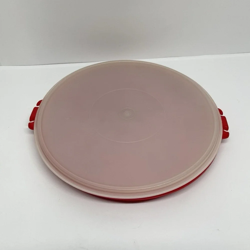 Tupperware 405 Red Divided Party Vegetable Relish Serving Tray & Lid No Handle